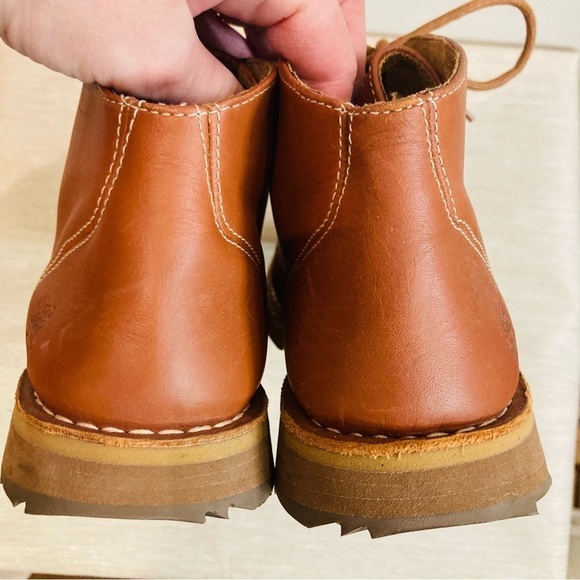 TIMBERLAND Sz 9 Leather Lace Up Square Toe Lug Rubber Sole Chukka Desert Boots - Picture 6 of 11